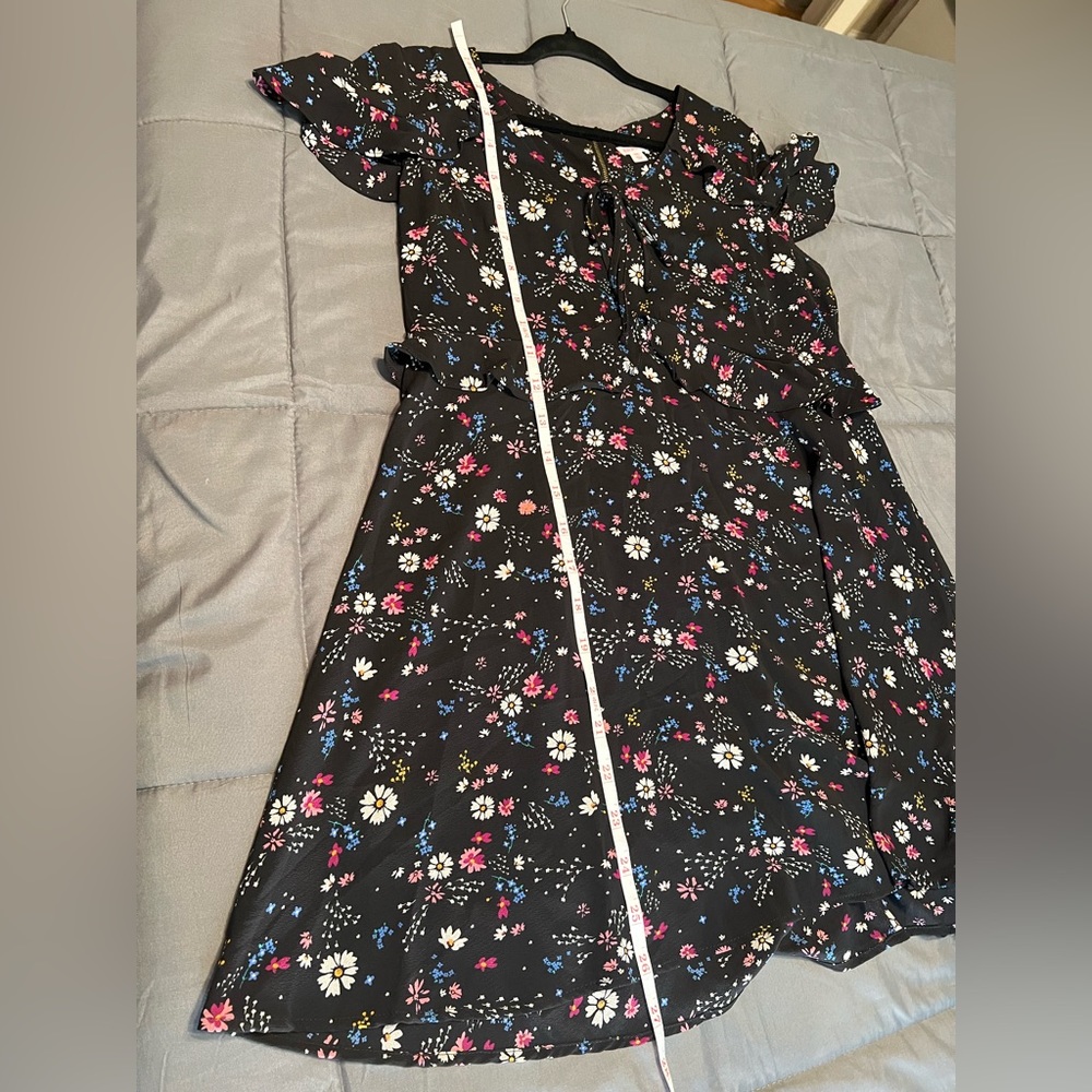 Xhilaration XXL women’s dress flowered tiered cap sleeves black - Picture 6 of 7